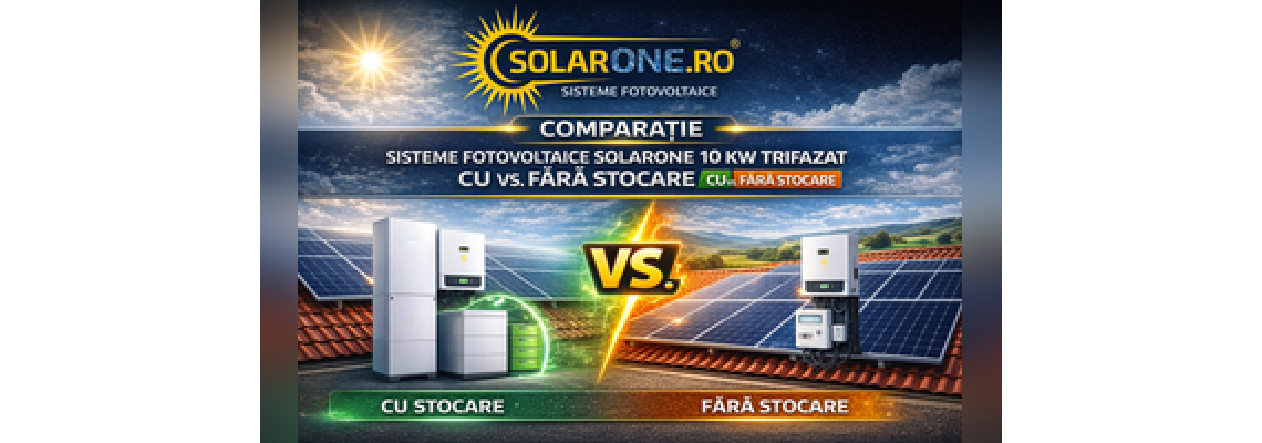 Comparație sisteme fotovoltaice SolarOne 10 kW trifazat (cu/ fără stocare)